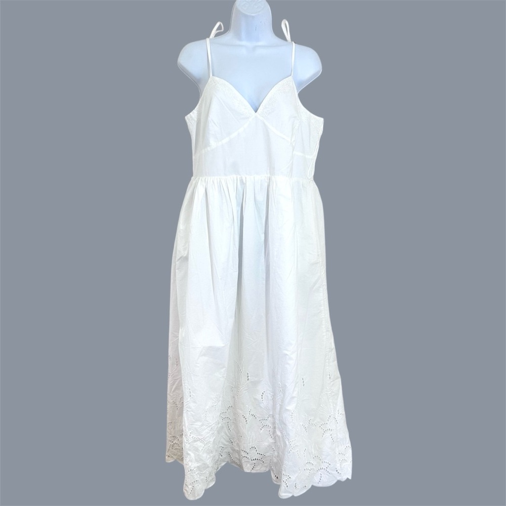 Express White Eyelet Lace Tie Strap Cotton Long Midi Dress Size L NWT - Picture 3 of 13
